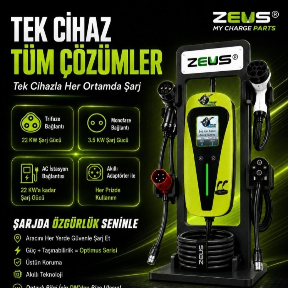 ZEUS Optimus Pro 22 kW Akıllı Şarj Ünitesi – Her Yerde Hızlı Şarj