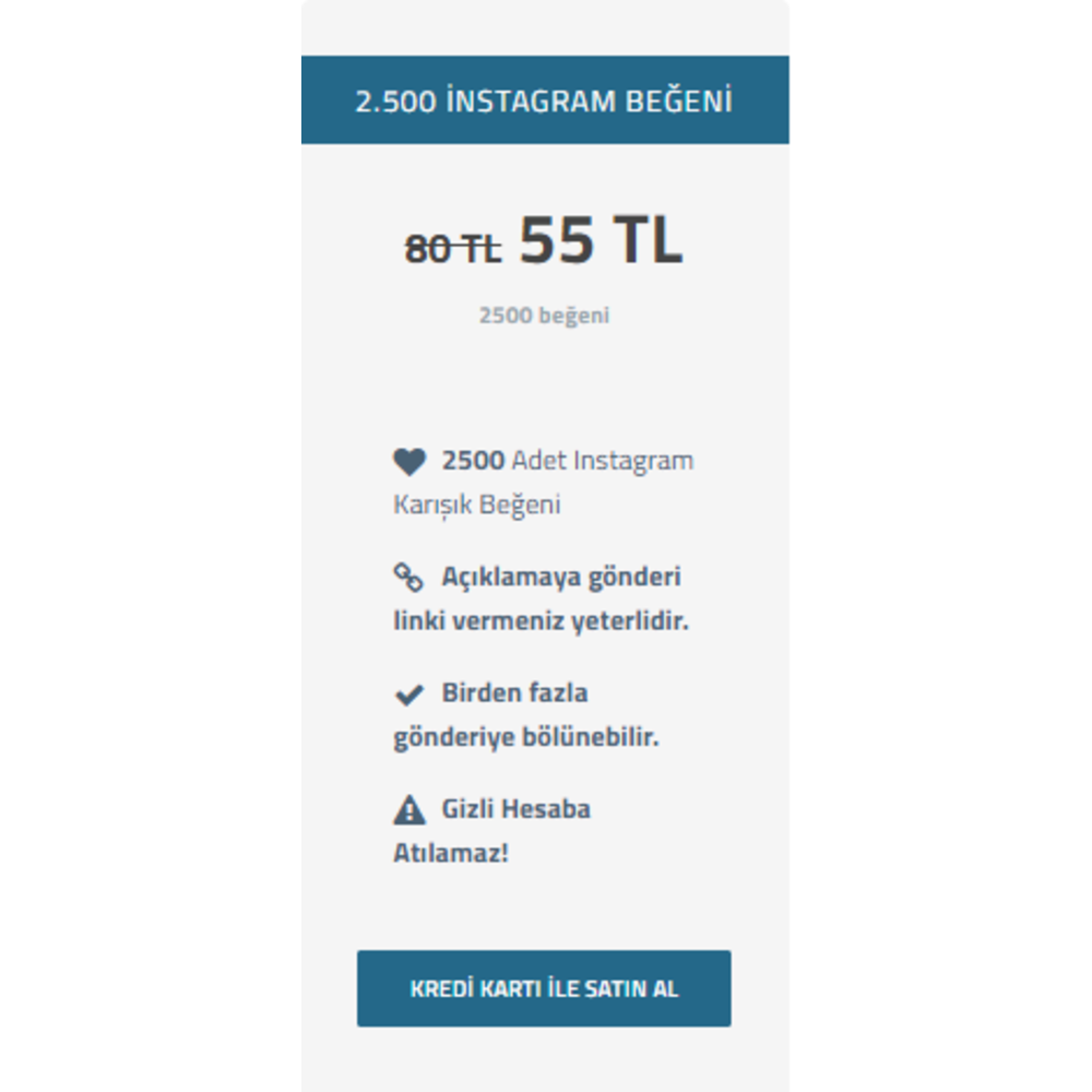 2500 İnstagram Beğeni