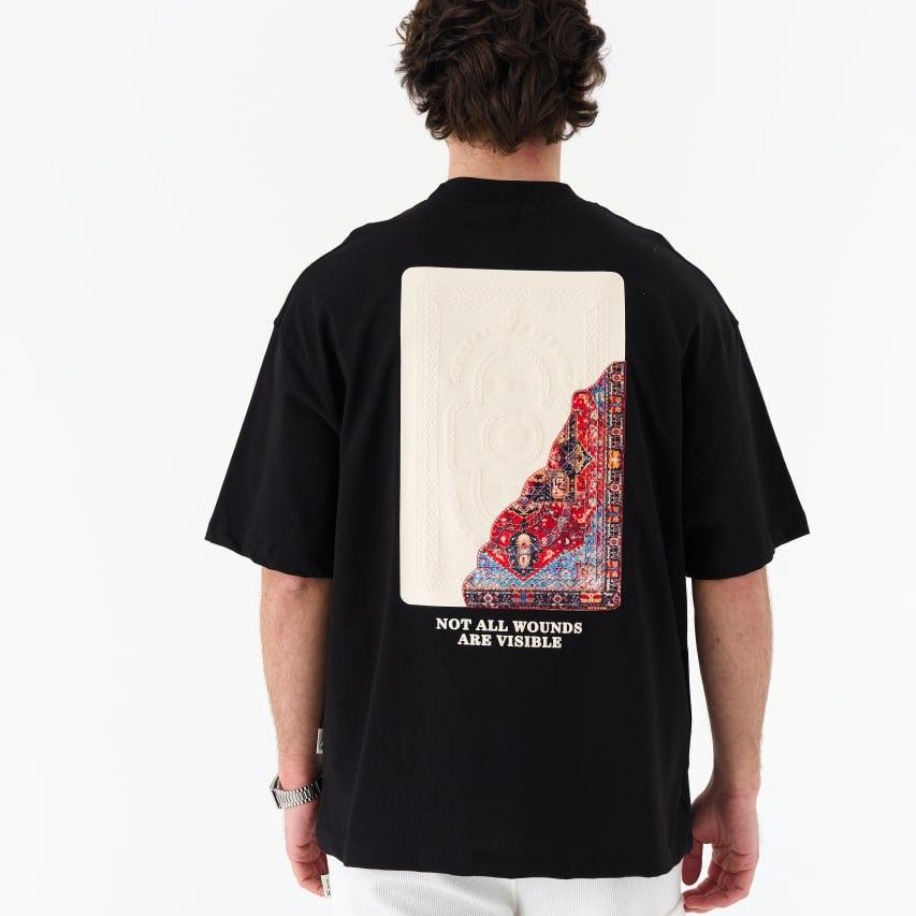 T-shirt Streetwear Oversize Uni - Motif Artistique Patch Cousu - 100% Coton - Look Urbain Décontracté - 9