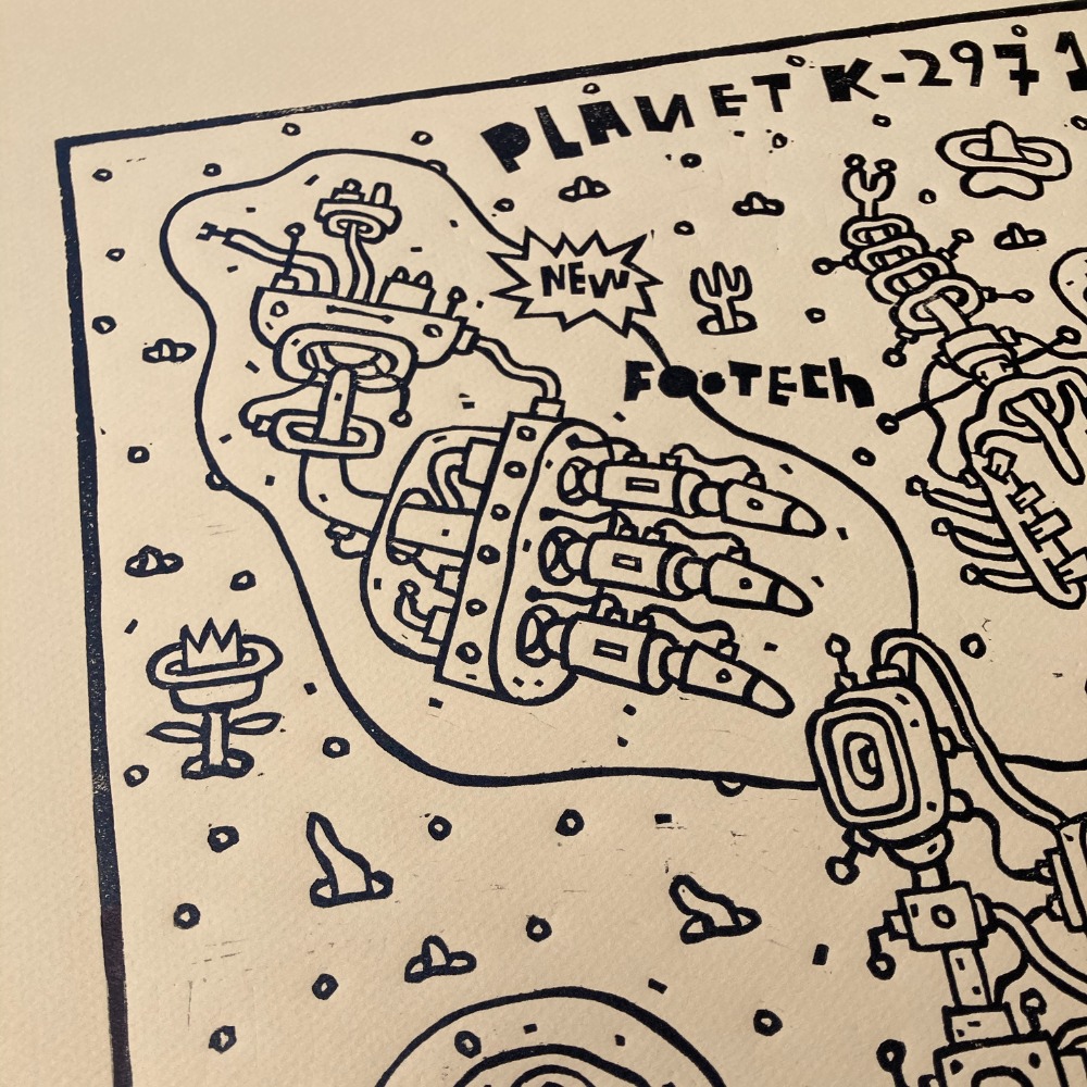 Planet K-2971, Linocut Print, Edition of 11