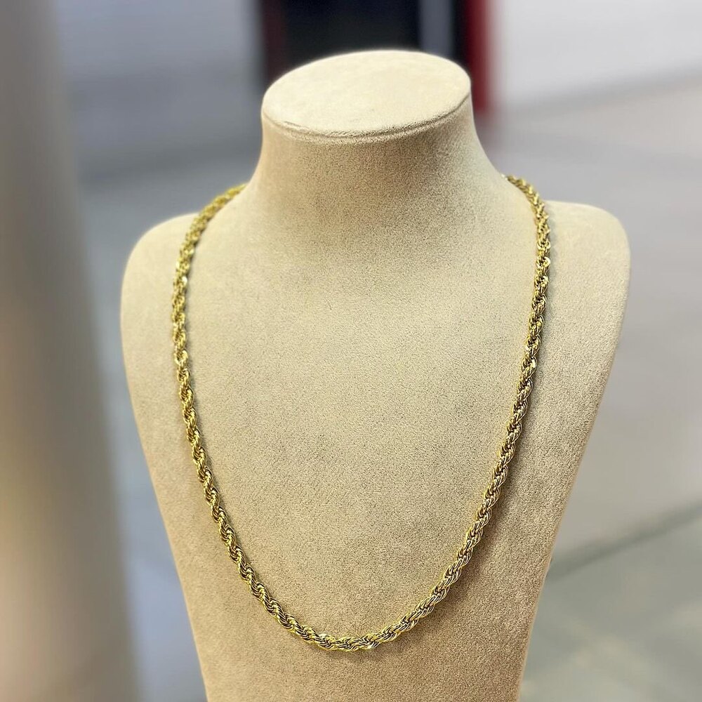 Gold renk kalın burgu zincir çelik kolye