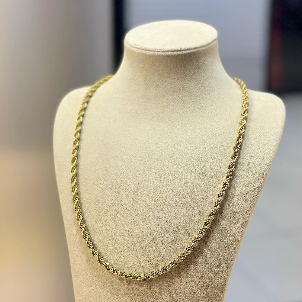 Gold renk kalın burgu zincir çelik kolye