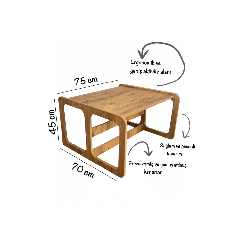 Çocuk Aktivite Masası ve Sandalyesi (1 Adet) / Montessori Desk and Chair