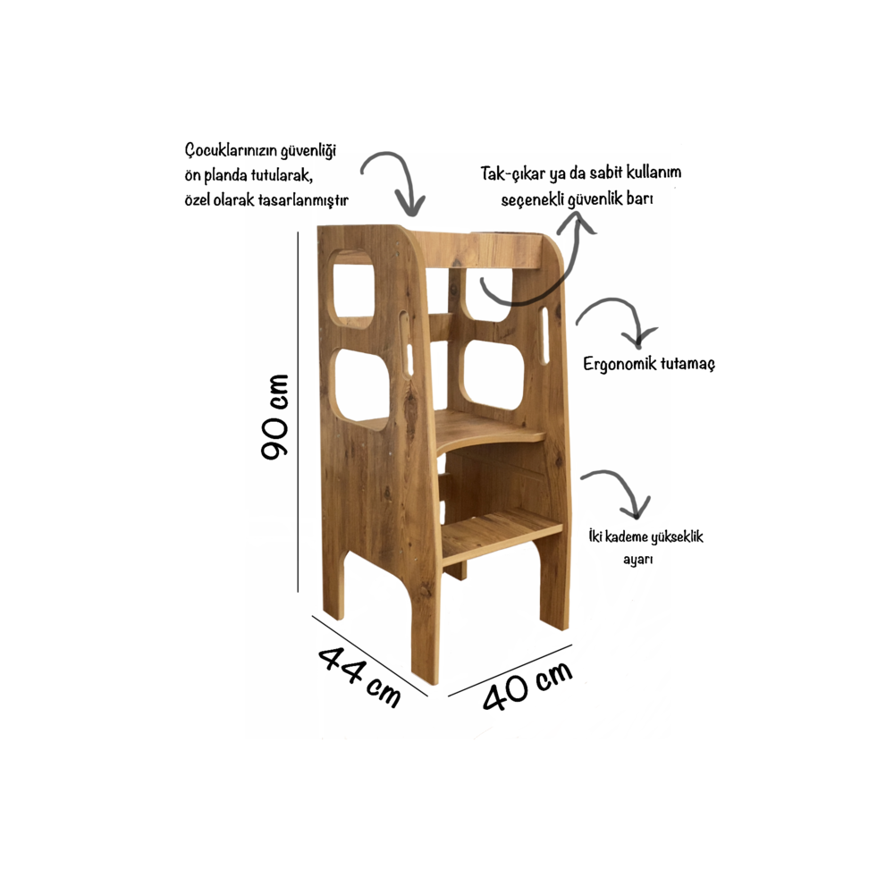 Yükseklik Ayarlı Öğrenme Kulesi / Montessori Tower
