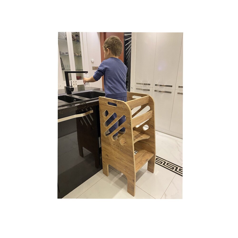 Montessori Yükseklik Ayarlı Beyaz Yazı Tahtalı Öğrenme Kulesi