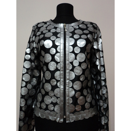 Silver Leather Women Leaf Jacket [Design 07]