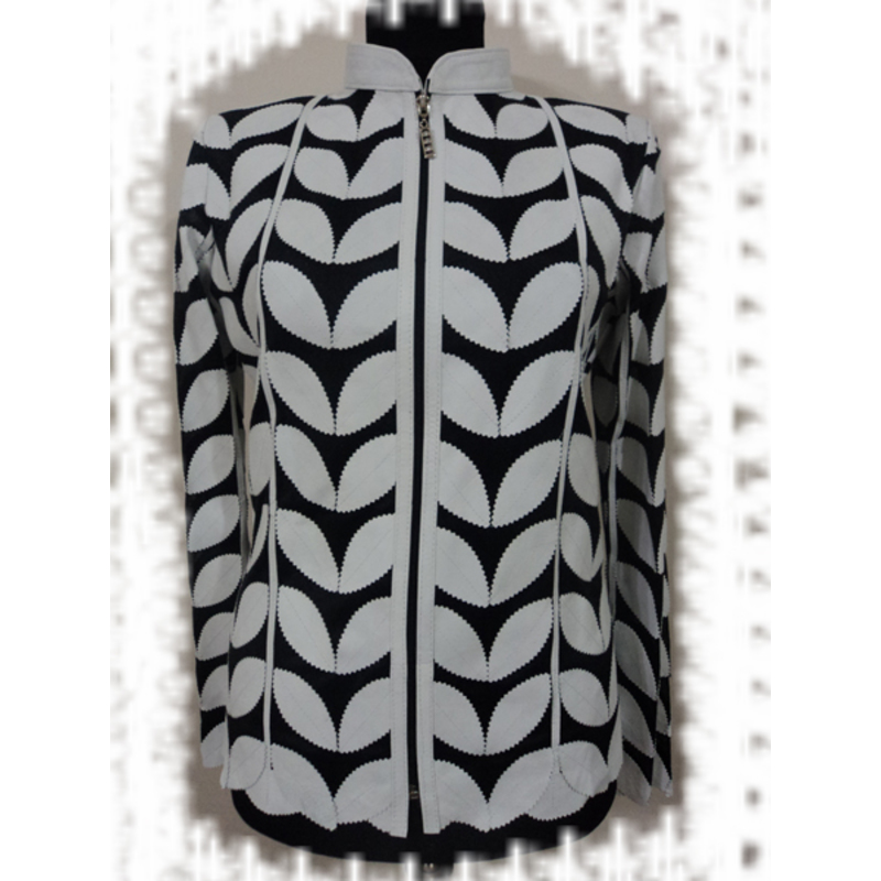 White Women Leather Leaf Jacket [Design 01]