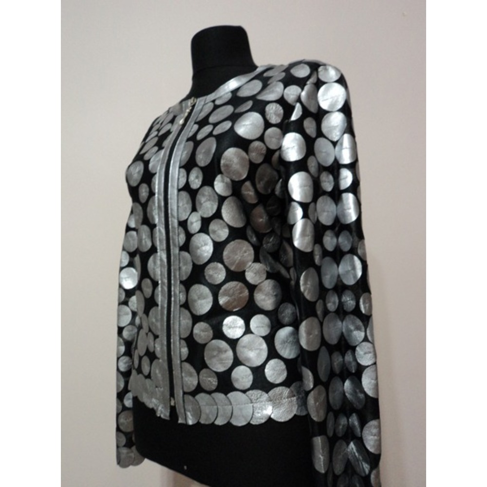 Silver Leather Women Leaf Jacket [Design 07]