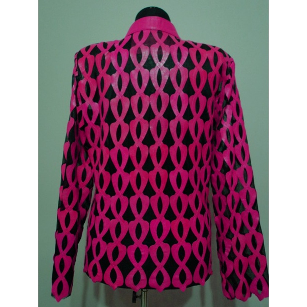 Pink Leather Leaf Jacket for Woman [Design 05]