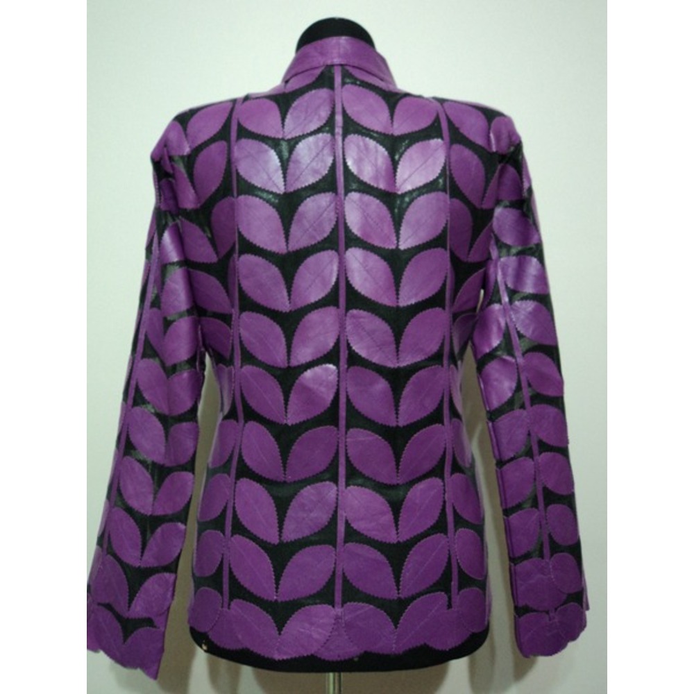 Purple Women Leather Leaf Jacket [Design 01]