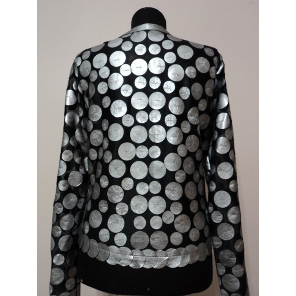 Silver Leather Women Leaf Jacket [Design 07]