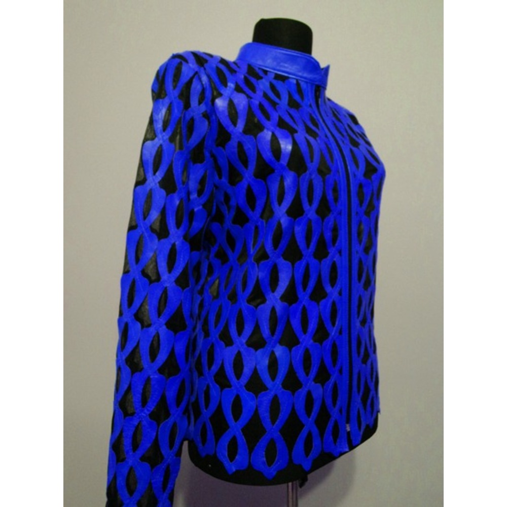Blue Leather Leaf Jacket for Woman [Design 05]