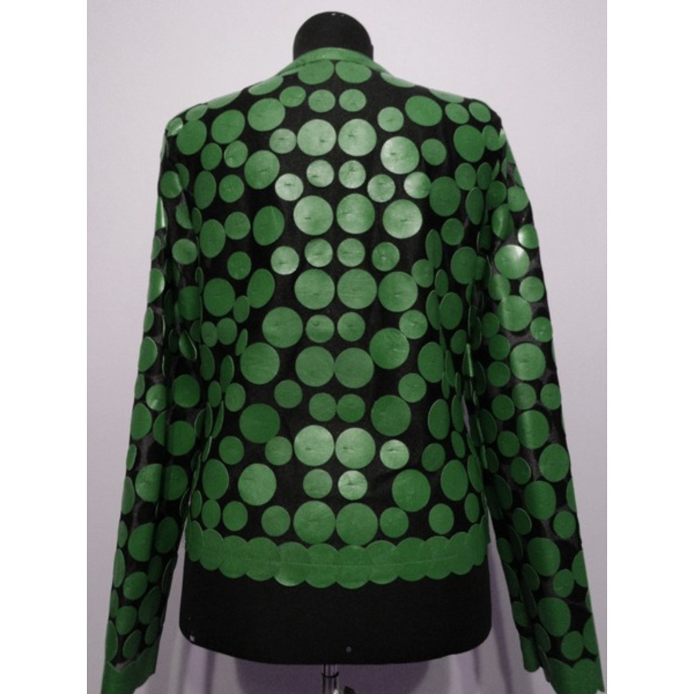 Green Leather Women Leaf Jacket [Design 07]