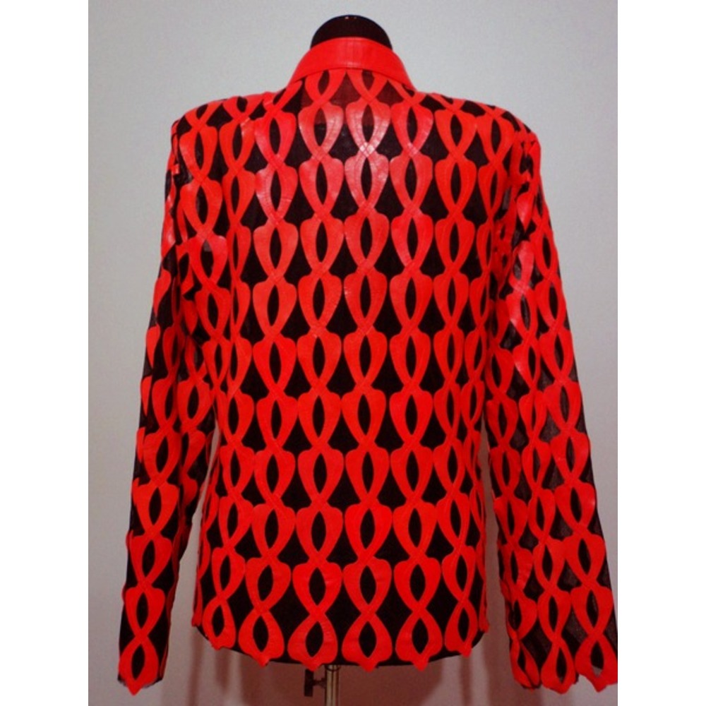 Red Leather Leaf Jacket for Woman [Design 05]