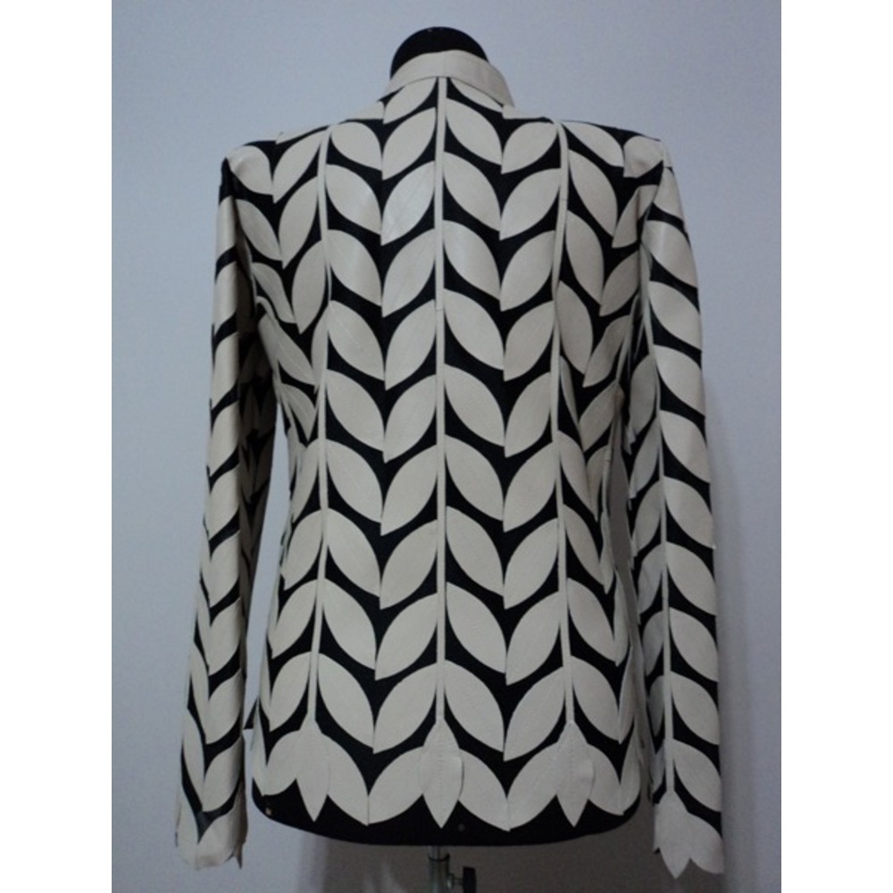 Beige Leather Leaf Jacket for Women [Design 04]