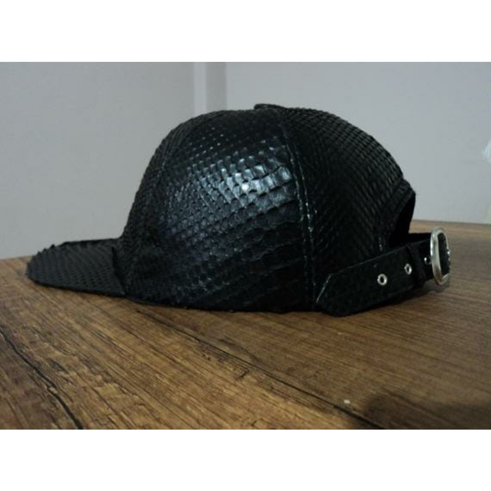 Black Genuine Python Snake Skin Leather Hat Cap Adjustable Baseball Snakeskin Natural Real