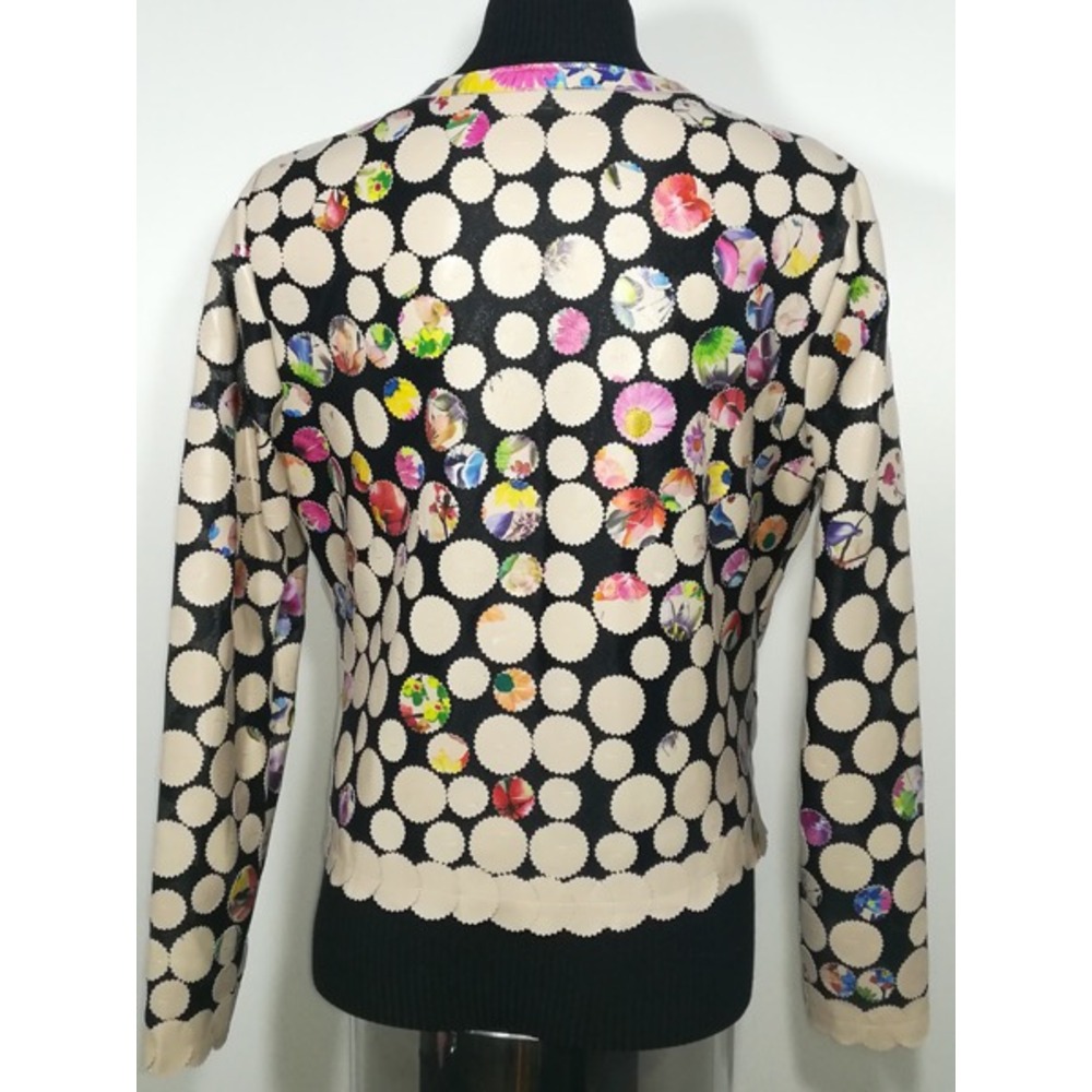 Flower Pattern Beige Leather Women Leaf Jacket [Design 07]