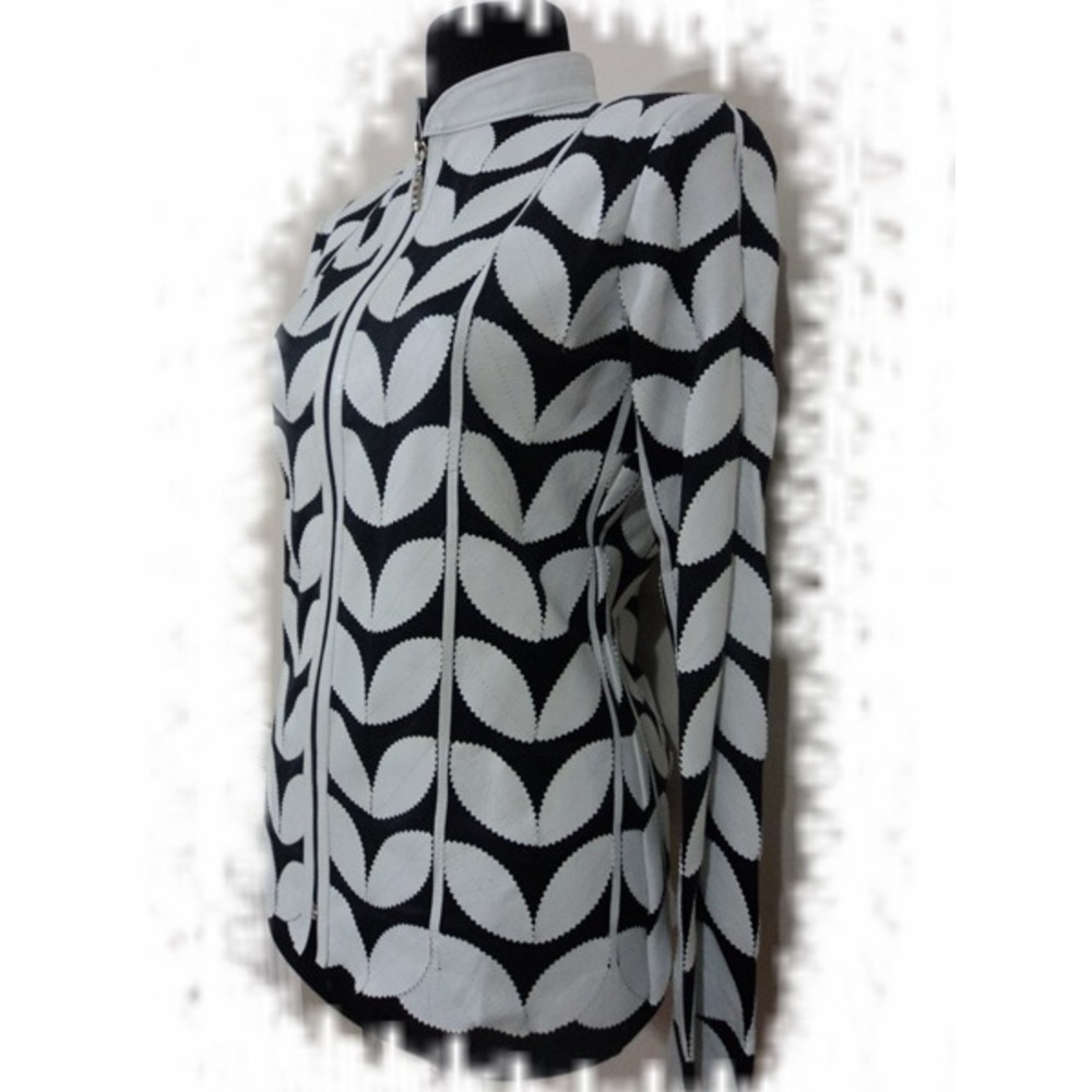 White Women Leather Leaf Jacket [Design 01]