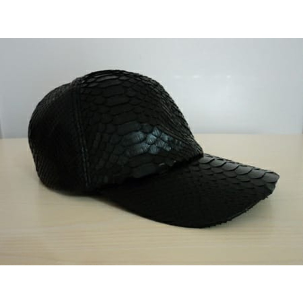 Black Genuine Python Snake Skin Leather Hat Cap Adjustable Baseball Snakeskin Natural Real