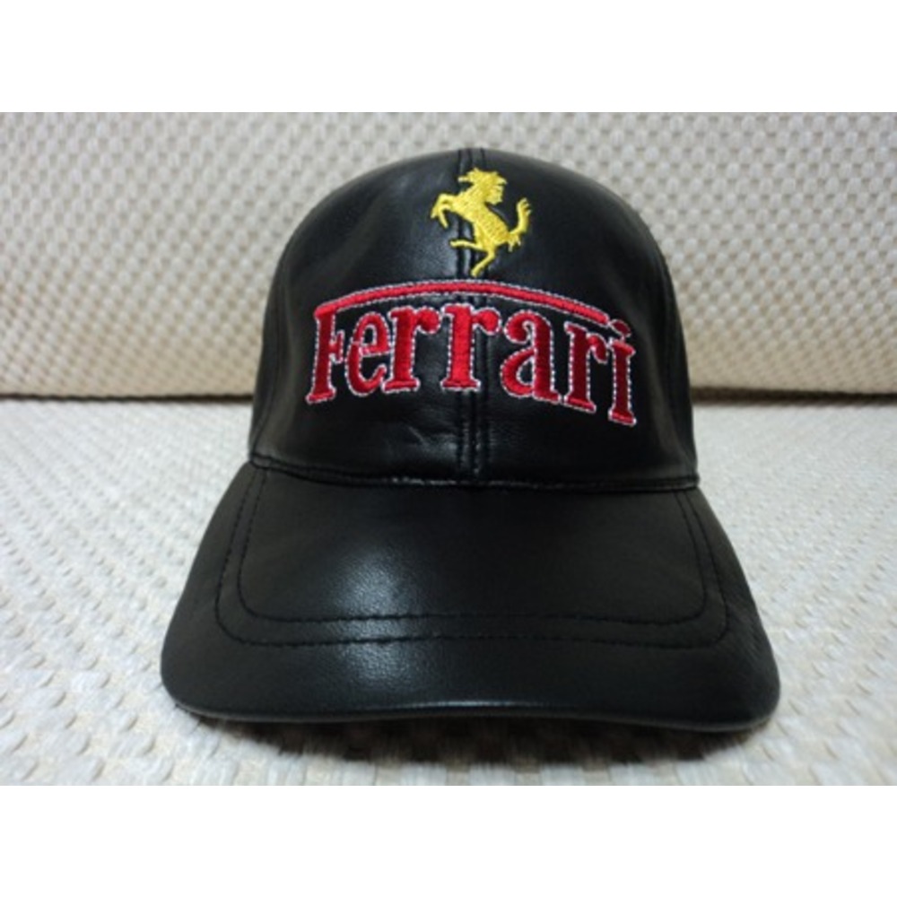 2 Black Leather Hat Cap Baseball Porsche Ferrari Harley Davidson Audi Mercedes Opel Jaguar Bmw