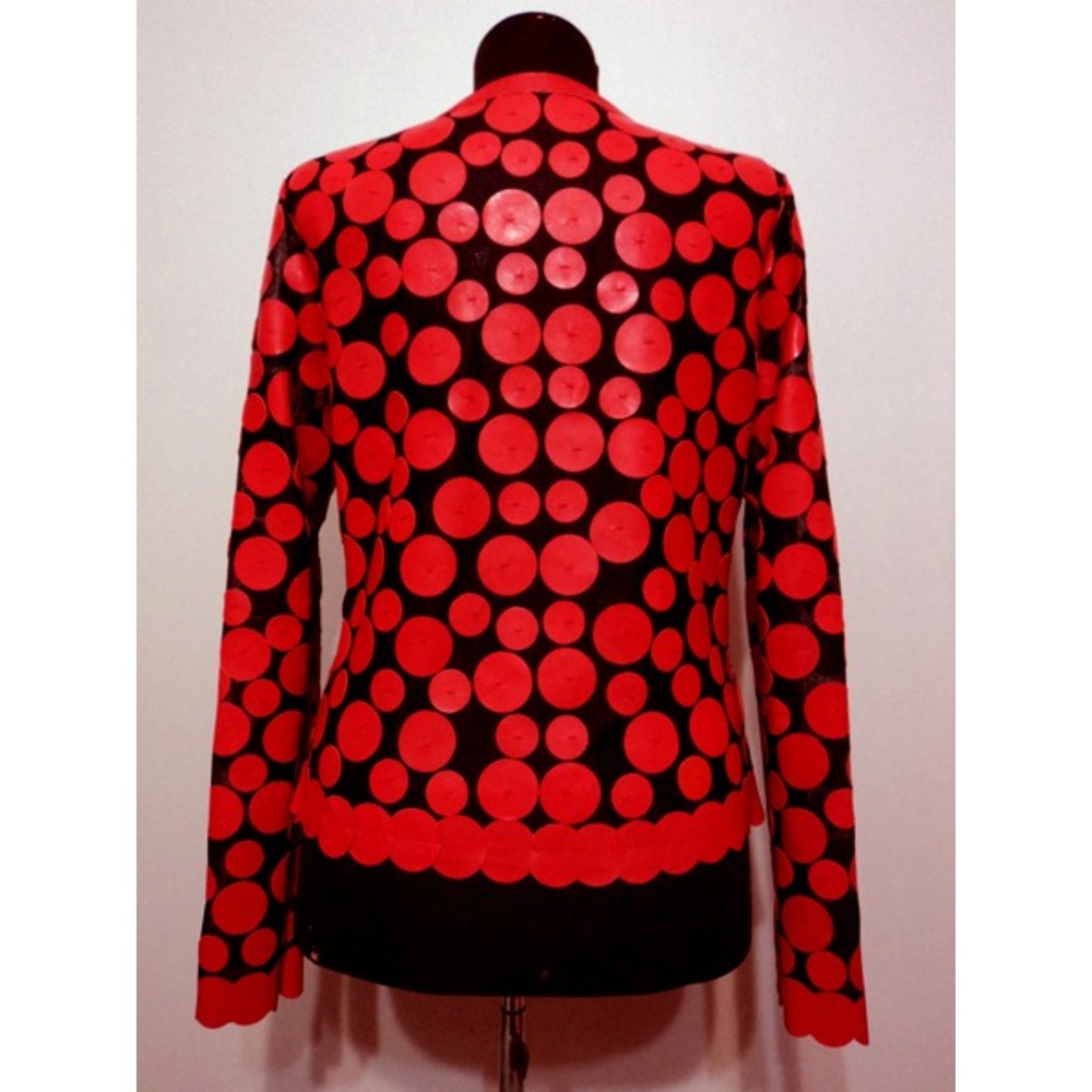 Red Leather Women Leaf Jacket [Design 07]