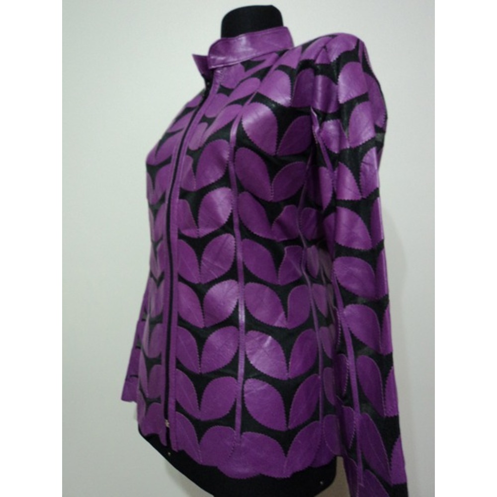 Purple Women Leather Leaf Jacket [Design 01]