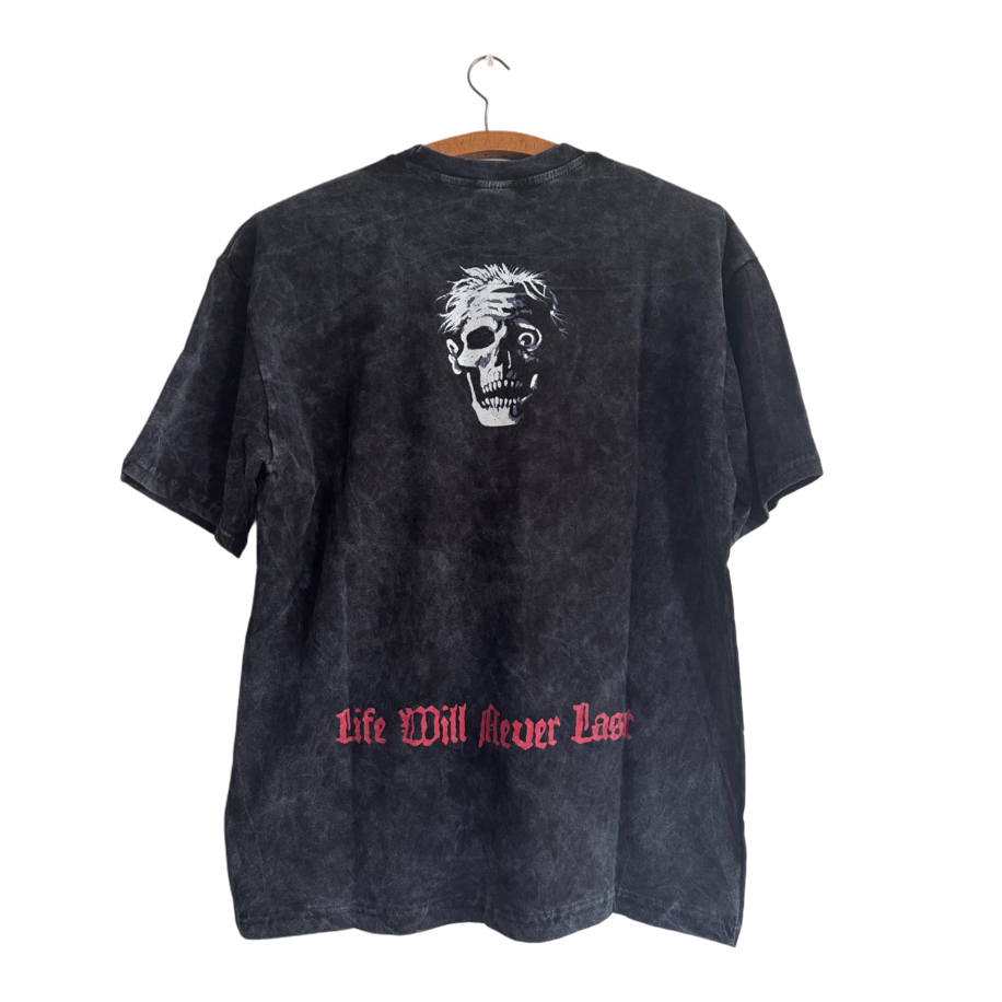 Death - Life Will Never Last yıkamalı oversize tişört | Lexa Rock