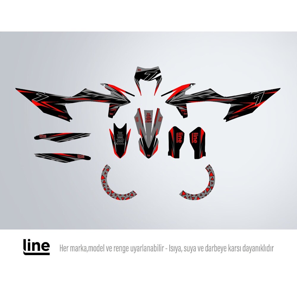 Line Design Sticker Kit - Red Gray - #RG001 | Line Design