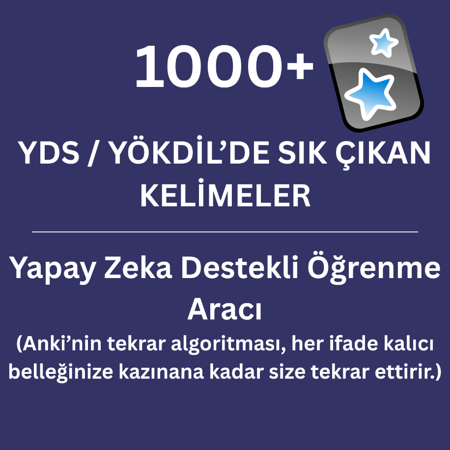 YDS / YÖKDİL'de sık çıkan 1000 İngilizce Kelime - Yapay Zeka Destekli Öğrenme