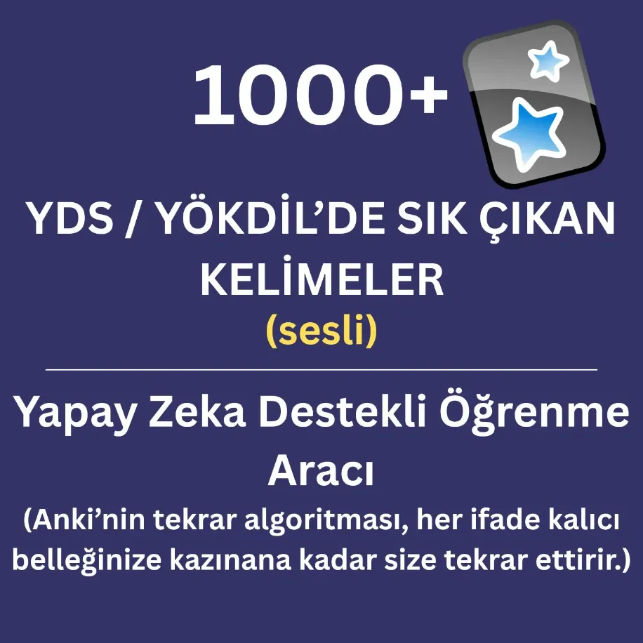 YDS / YÖKDİL'de sık çıkan 1000 İngilizce Kelime (SESLİ) - Yapay Zeka Destekli Öğrenme