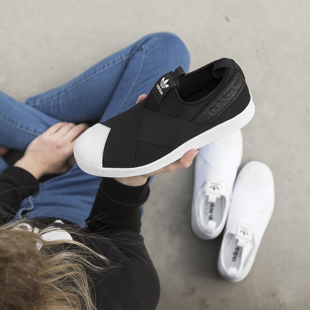 Adidas Slip On Black White 1