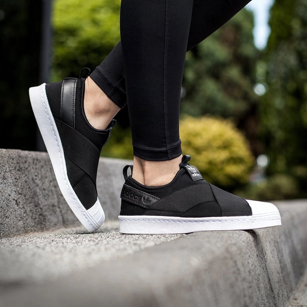 Adidas Slip On Black White 2