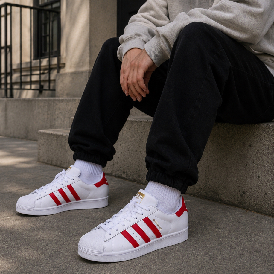 Adidas Superstar White Red 1