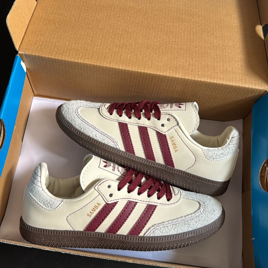 Adidas Samba OG Wonder White Maroon 1