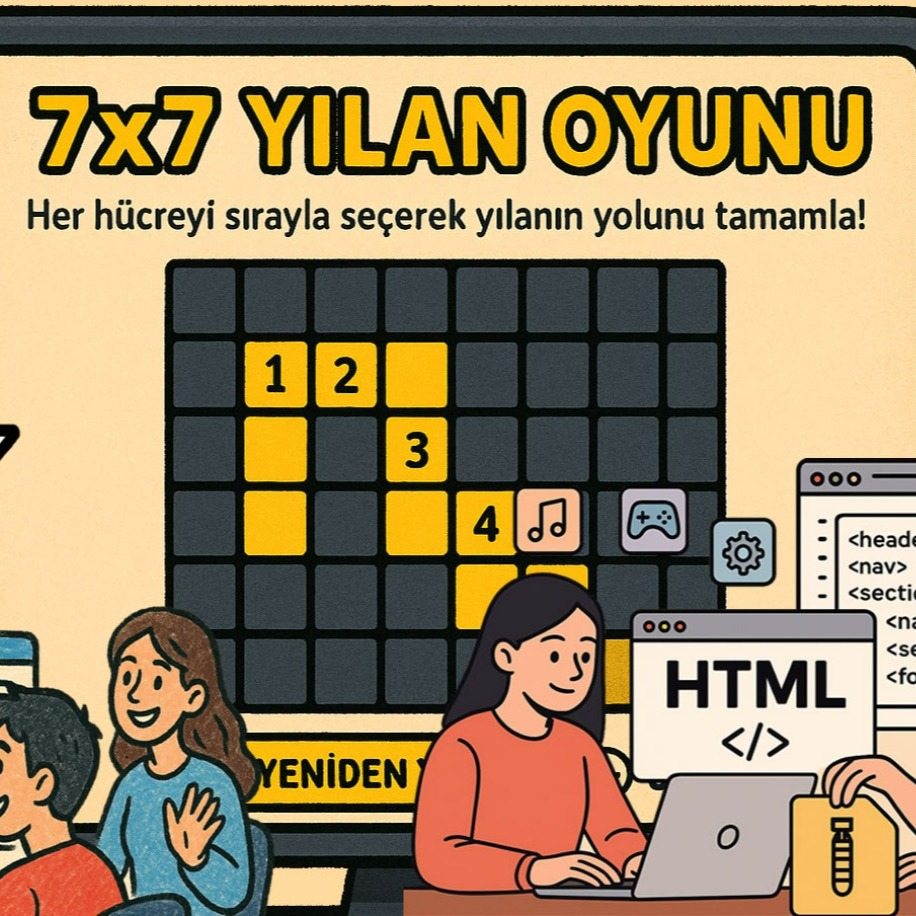 7×7 Yılan Oyunu HTML Dosyası
