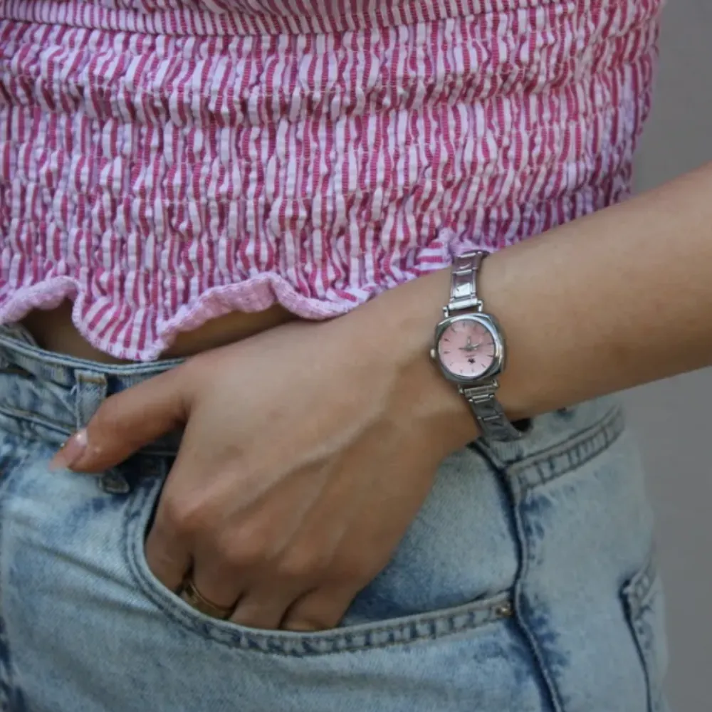 Çelik Silver Kalpli Nomi Charm Pembe Kadın Saat