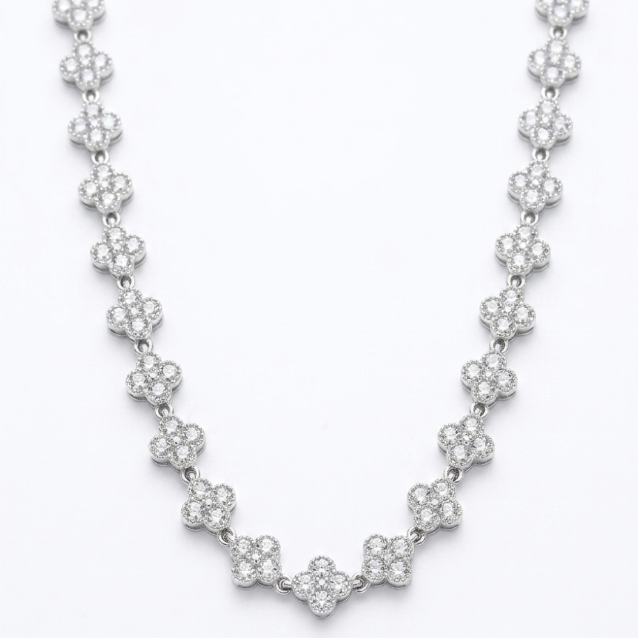 VIP | Mini silver taşlı yonca kolye