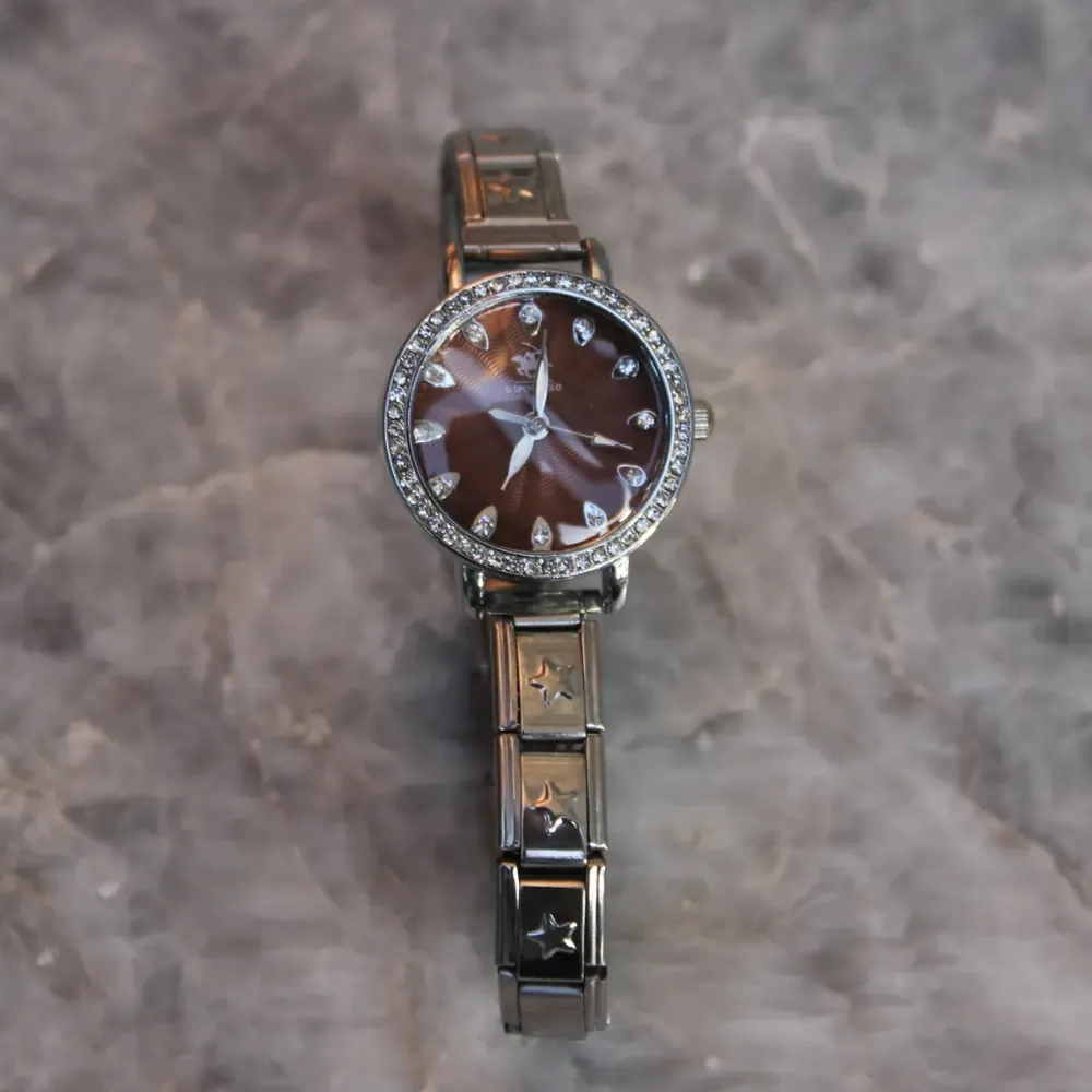 Çelik Silver Yuvarlak Taşlı Star Nomi Charm Kadın Saat