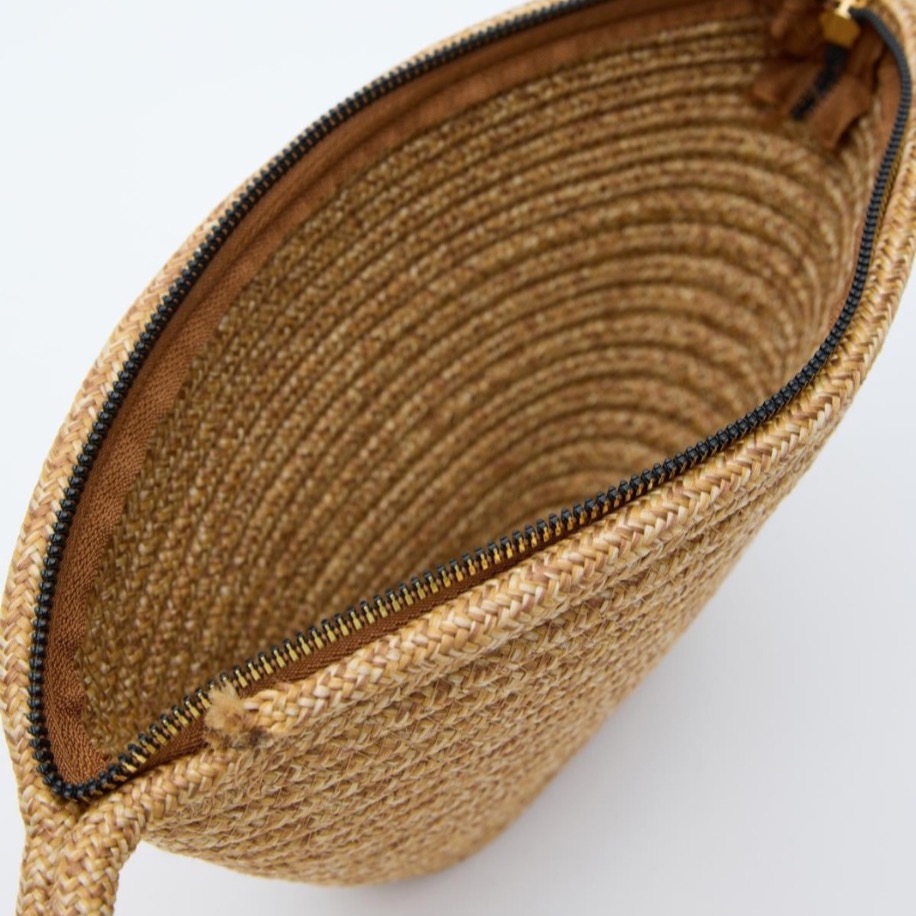 Handmade Hasır Clutch Çanta Vizon
