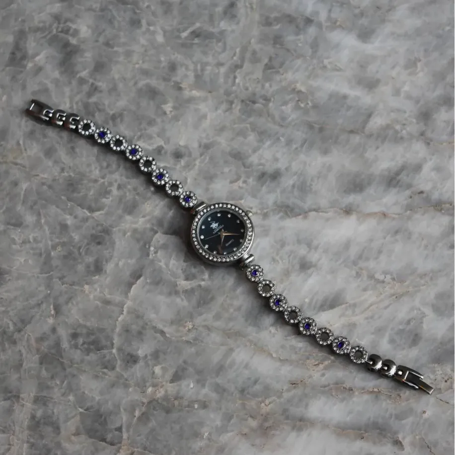 Bella Rosa Blue Oval Taşlı Silver Detaylı Kadın Saat
