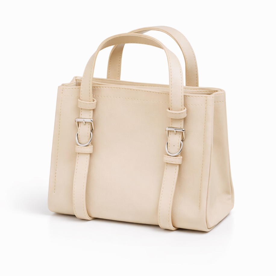 Ivy | Krem Dikiş Detaylı Tote Çanta