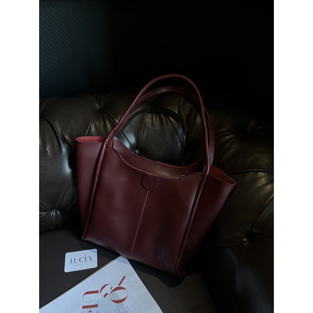 Ruby | Bordo Deri Omuz Çanta