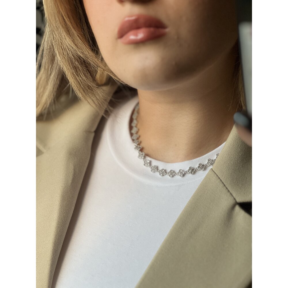 VIP | Mini silver taşlı yonca kolye
