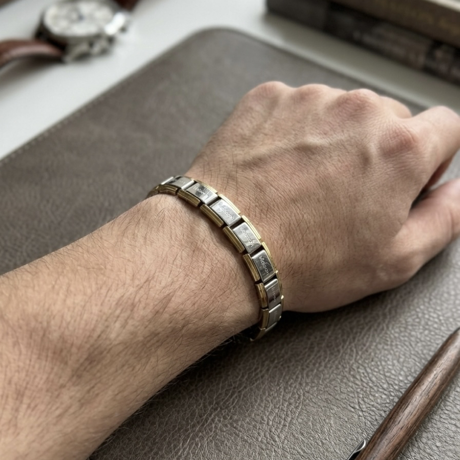 Çelik Silver Gold Nomination Unisex Bileklik