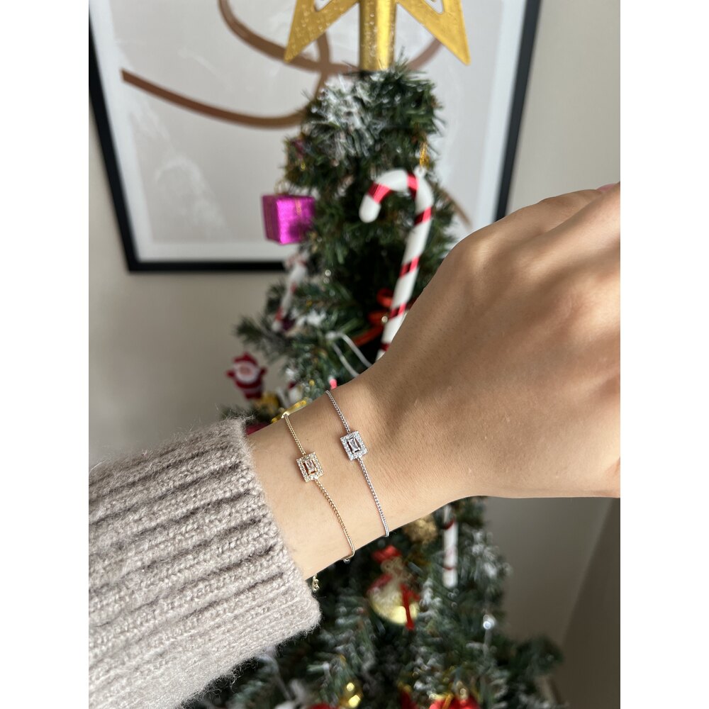 Çelik | Gold Diamond Baget Bileklik 