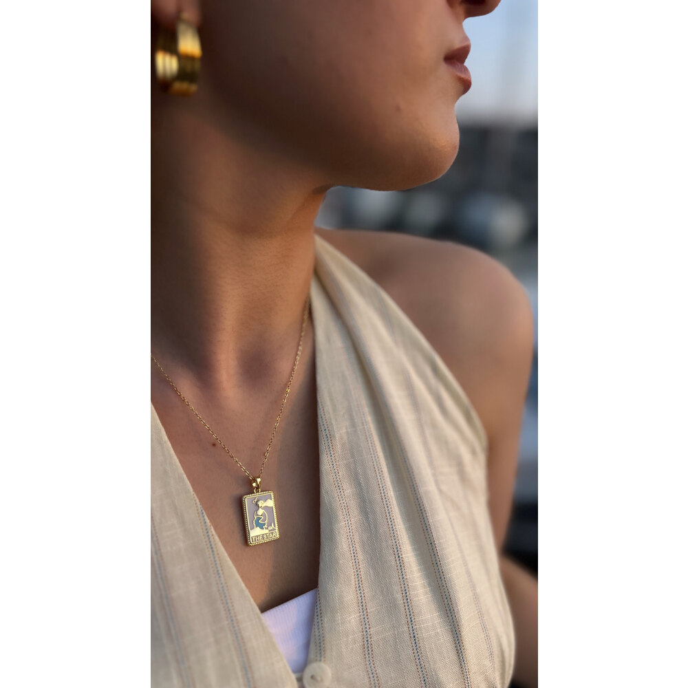 Çelik Gold The Star Tarot Kolye