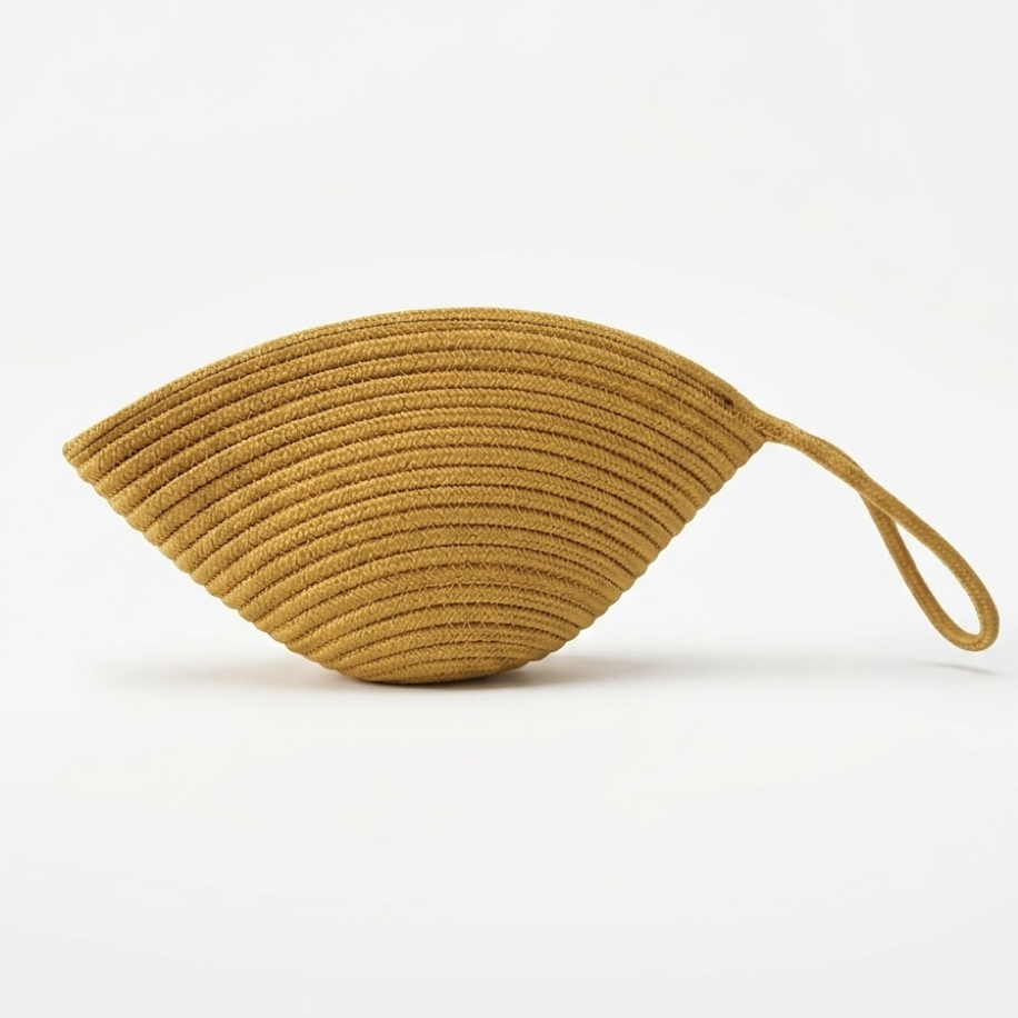 Handmade Hasır Clutch Çanta Sarı