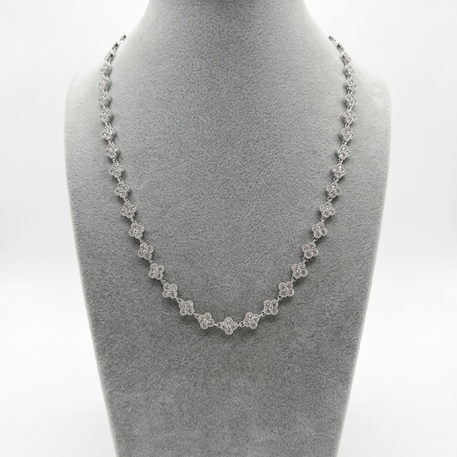 VIP | Mini silver taşlı yonca kolye