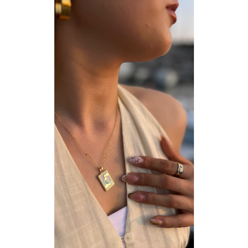 Çelik Gold The Star Tarot Kolye