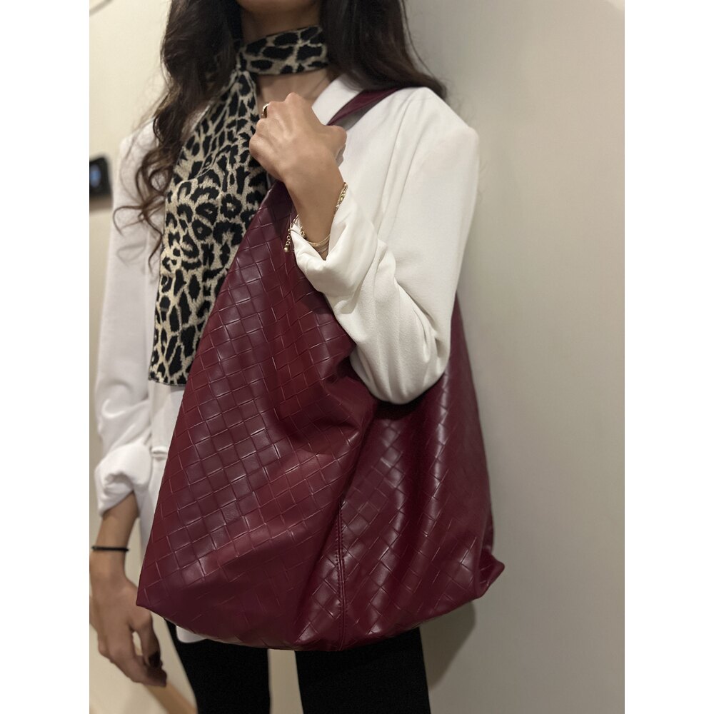 Jade Örgü Bordo Omuz Çantası